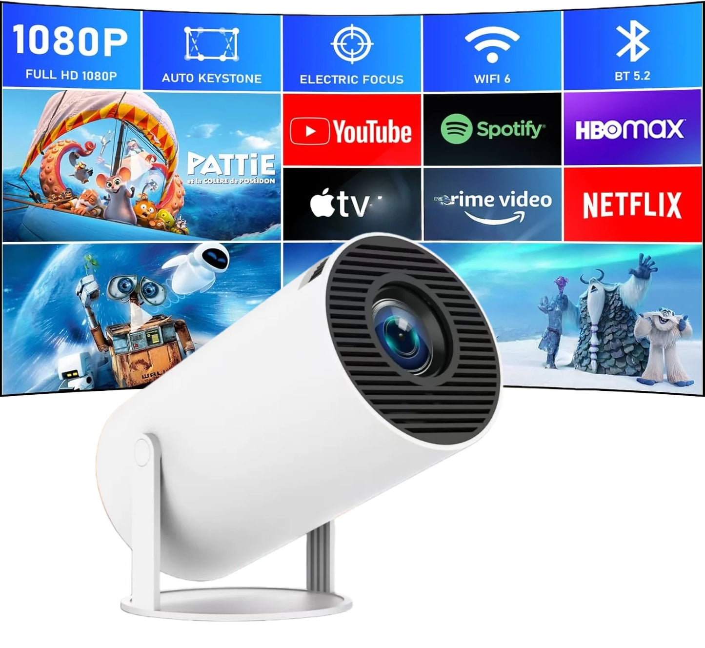 4K Smart Projector with Android 11 – WiFi 6 & BT 5.0